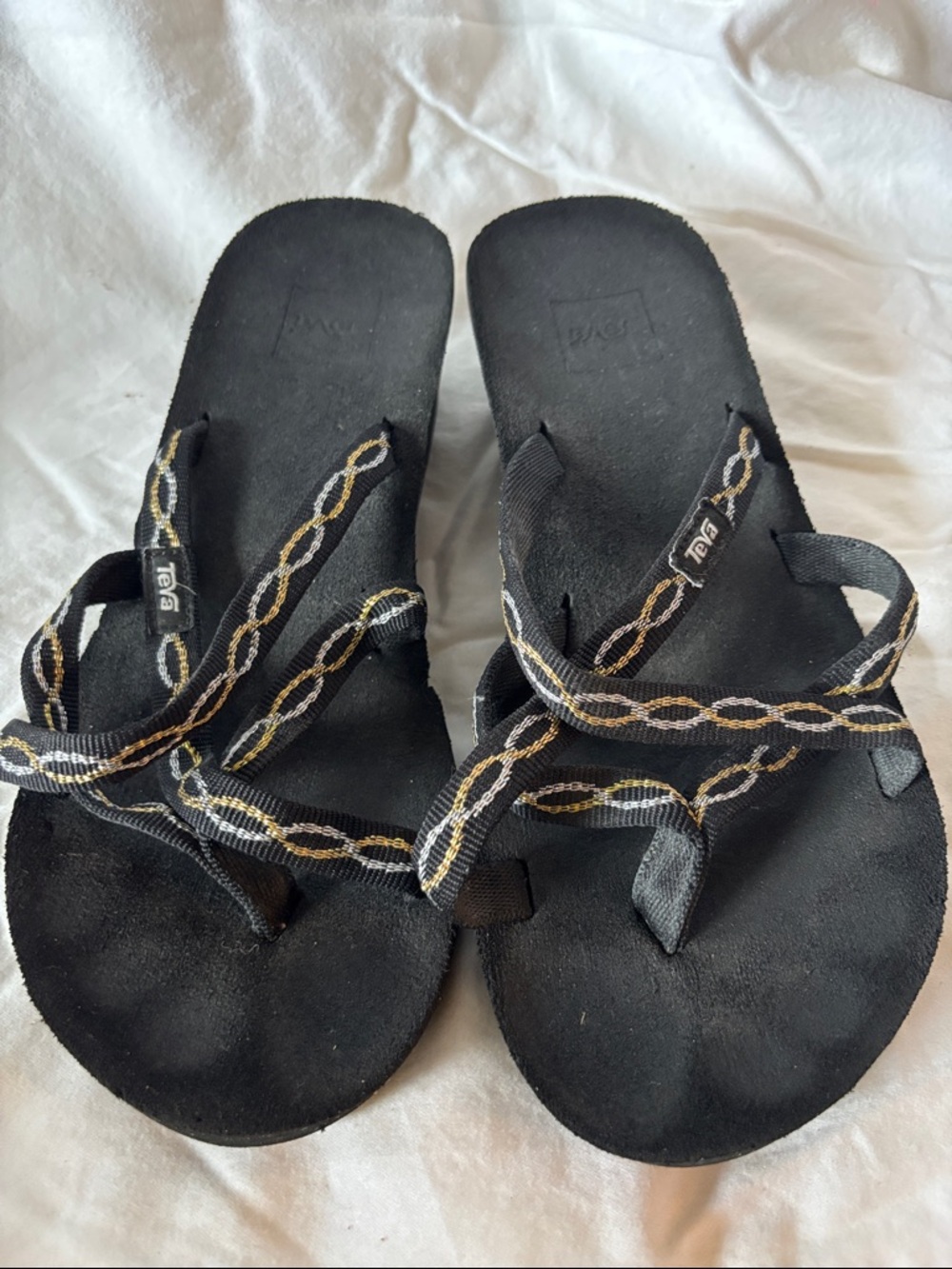 Teva Black Sandal with Gold & Silver Accent Straps